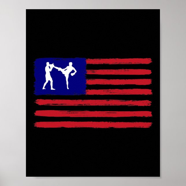 Poster Kickboxing 4 de Julho Patriótico Distressed Americ (Frente)
