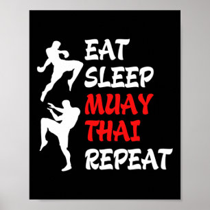 Poster Kickboxing Boxe Tailandesa Comer Dormir Muay Thai