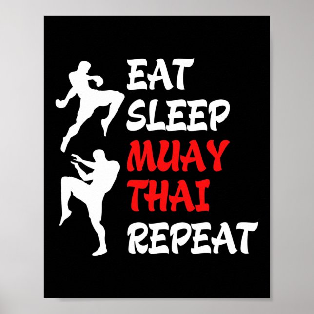 Poster Kickboxing Boxe Tailandesa Comer Dormir Muay Thai  (Frente)