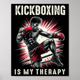 Poster Kickboxing É Minha Terapia Engraçado Artes Marciai
