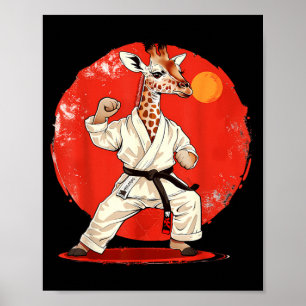 Poster Kickboxing Giraffe Artes Marciais Karate Jiu-Jitsu
