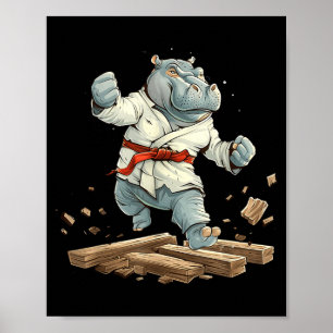 Poster Kickboxing Hippo Taekwondo Caratê MMA Engraçado