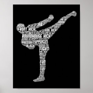 Poster Kickboxing Kickboxer Caratê Homens Crianças Menino