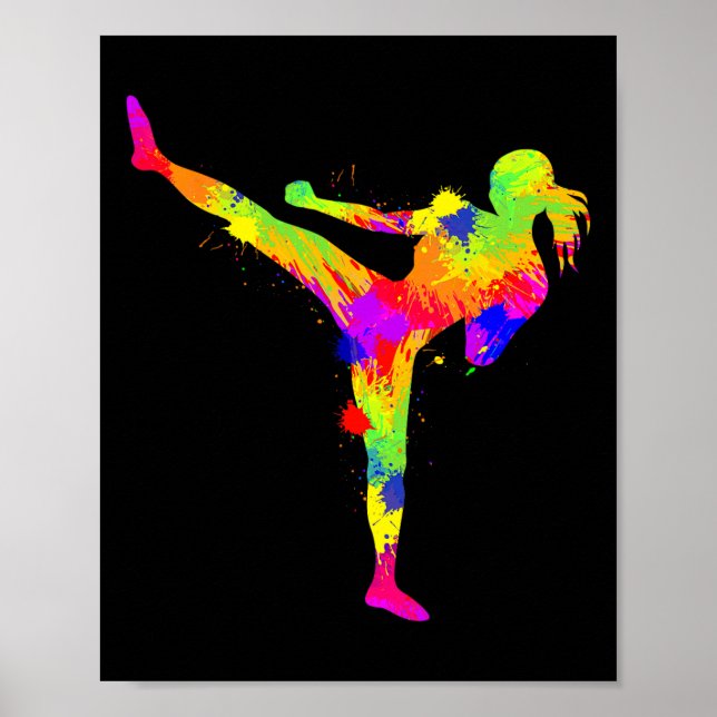 Poster Kickboxing Kickboxer Caratê Mulheres Meninas Crian (Frente)