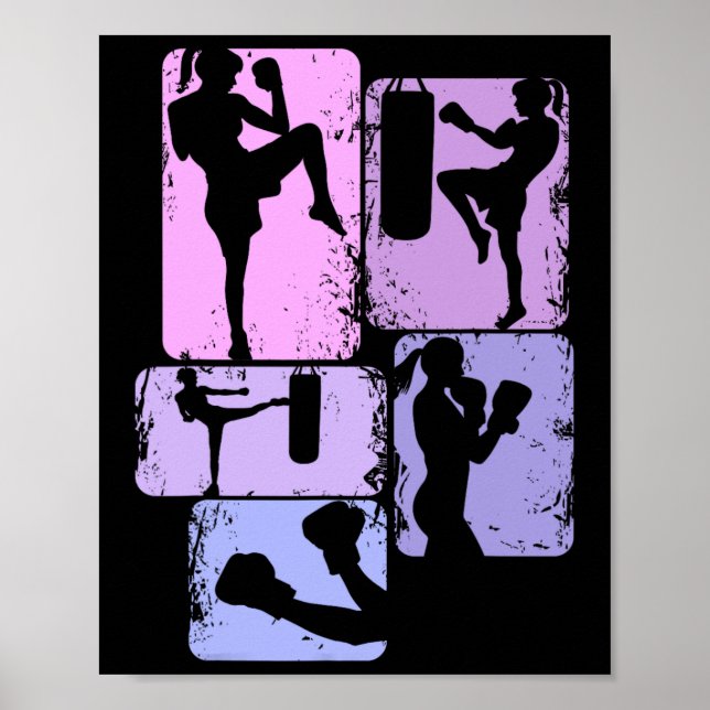 Poster Kickboxing Kickboxer Taekwondo Karate Meninas Cria (Frente)