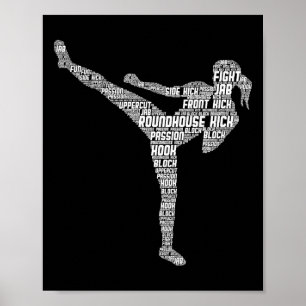 Poster Kickboxing Kickboxer Taekwondo Karate Meninas Mulh