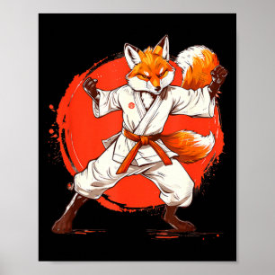 Poster Kickboxing Raposa Taekwondo Caratê Mma Engraçado M