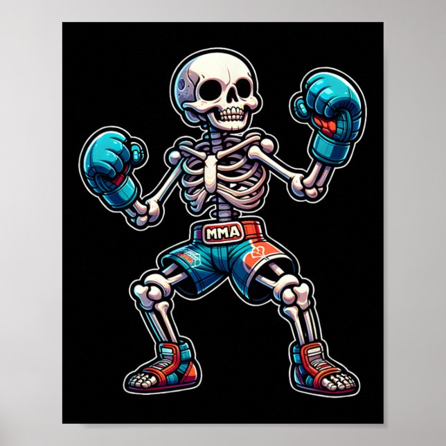 Poster Kickboxing Skeleton Kickboxer Muay Thai Mma Fighte (Frente)