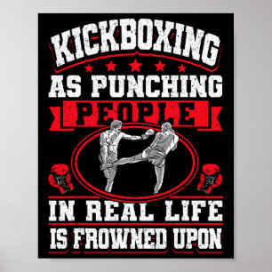 Poster Kickboxing Vintage Kickboxingas Socando Pessoas Em