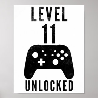 Poster Kids 11 Year Old Birthday Gamer Level 11 Unlocked 