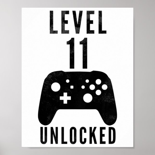 Poster Kids 11 Year Old Birthday Gamer Level 11 Unlocked  (Frente)