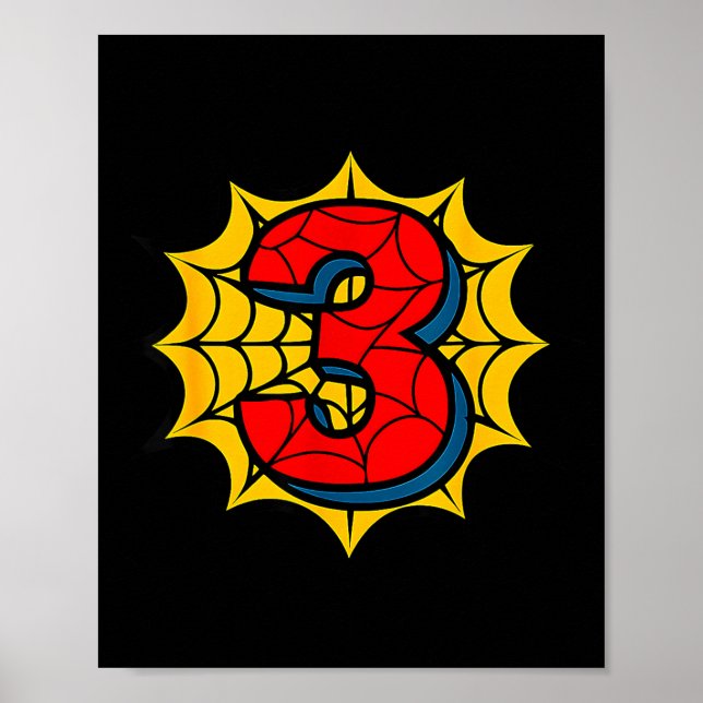 Poster Kids 3rd Birthday Sder Theme Party 3 Year Old Boys (Frente)