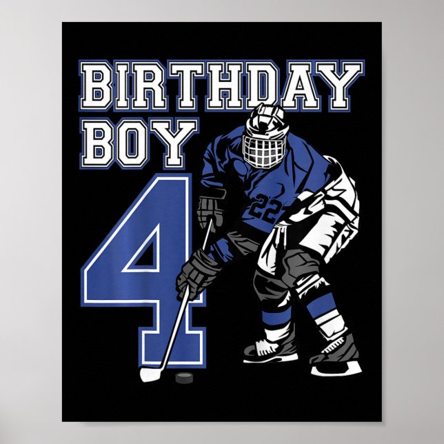 Poster Kids 4 Year Old Ice Hockey Themed Birthday Party 4 (Frente)