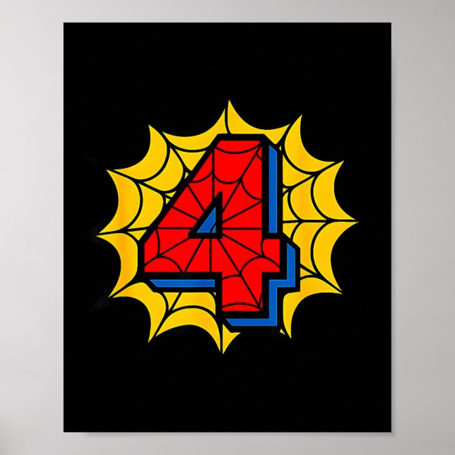 Poster Kids 4th Birthday Sder Theme Party 4 Year Old Boys (Frente)