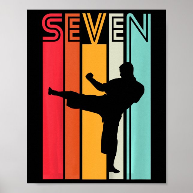 Poster Kids 7th Birthday Gift Karate Retro Taekwondo Mart (Frente)