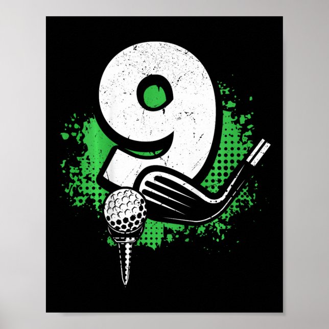 Poster Kids 9th Birthday Boy Golf Player Golf 9 Years Old (Frente)