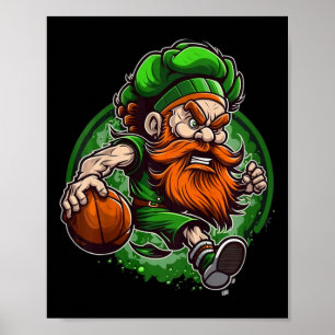 Poster Kids Basball Dia de São Patrício Leprechaun