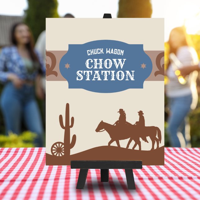 Poster Kids Blue Western "Chuck wagon chow station" Sinal (Criador carregado)