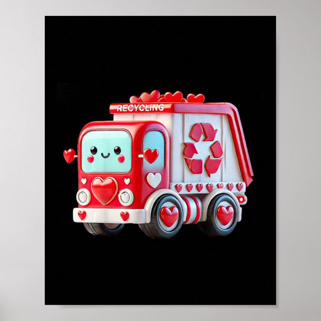 Poster Kids Boys Kawaii Valentine Red Recycling Trash Tru (Frente)