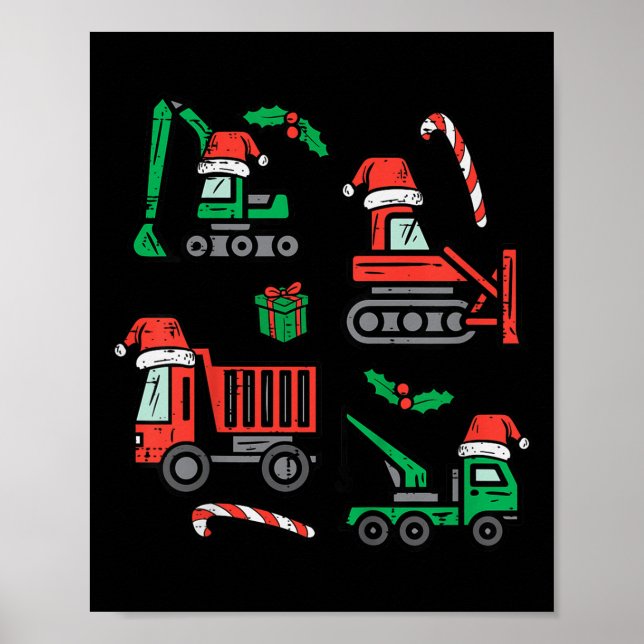 Poster Kids Christmas Construction Vehicles Truck Xmas Bo (Frente)