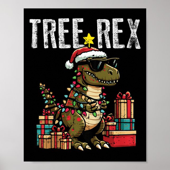 Poster Kids Christmas Dinosaur Tree Rex Xmas Trex Toddler (Frente)