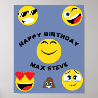 Poster Kids Emoji Happy Birthday