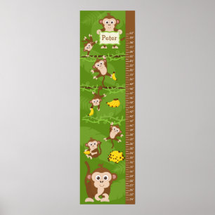 Pôster Kids Growth Chart - Monkeys