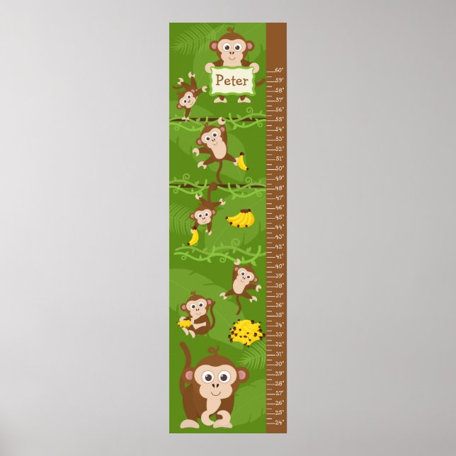 Pôster Kids Growth Chart - Monkeys (Frente)