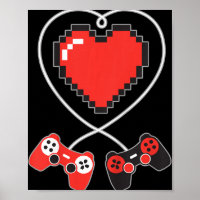 Kids Heart Pixel Art Video Game Controller Valenti