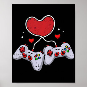 Poster Kids Heart Video Game Controller Dia de os namorad