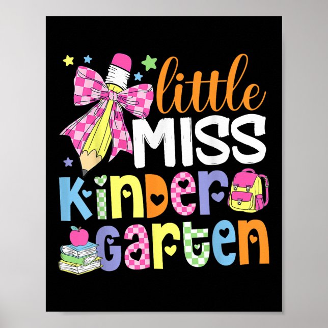 Poster Kids Little Miss Kindergarten Girl Back To School  (Frente)