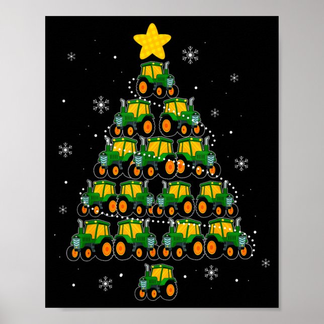 Poster Kids Men Women Tractor Christmas Tree Farmer Xmas  (Frente)