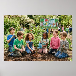 Poster Kids Planting Trees - Celebrate & Protect 