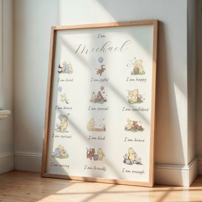 Poster Kids Positive Affirmation Winnie the Pooh Themed (Kids Affirmation Winnie The Pooh Poster)