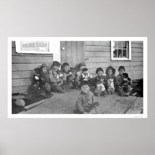 Poster Kids & Puppies esquimós 1904