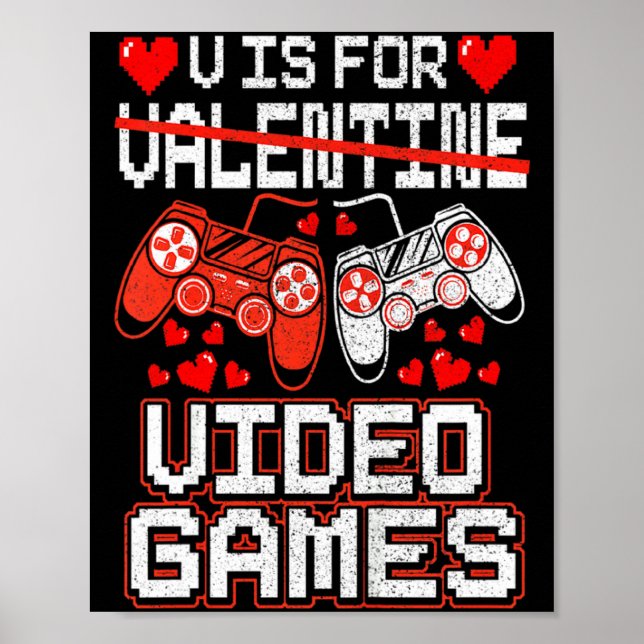 Poster Kids Retro Video Game Valentines Day For Toddler B (Frente)