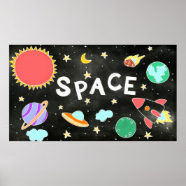 Poster Kids Solar System Modern Graphic Space Wall