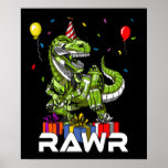 Poster Kids T-Rex Dinossaur Robot Rawr Birthday Boy Party<br><div class="desc">Kids T-Rex Dinossaur Robot Rawr Birthday Boy design para amantes de dinossauros.</div>