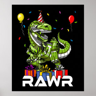 Poster Kids T-Rex Dinossaur Robot Rawr Birthday Boy Party