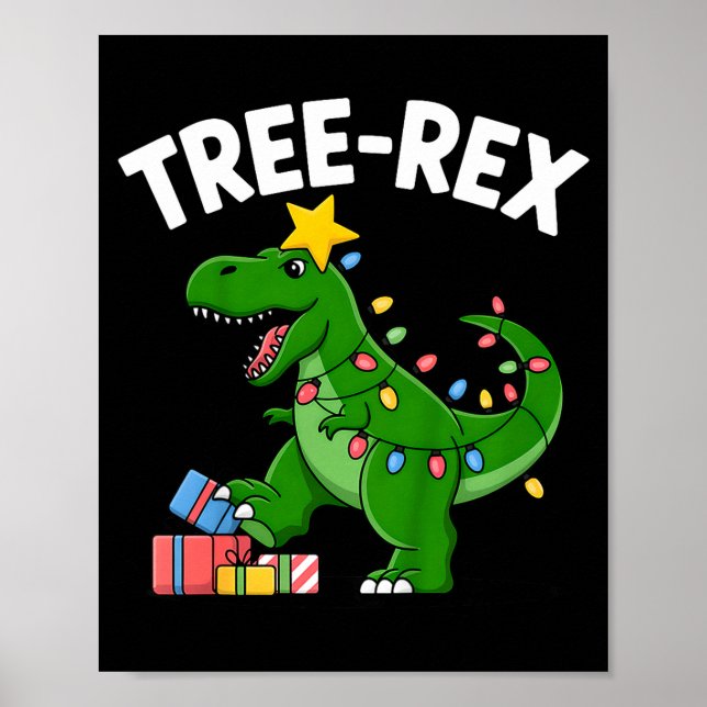 Poster Kids Tree-rex Christmas Dinosaur T-rex Shirt Toddl (Frente)