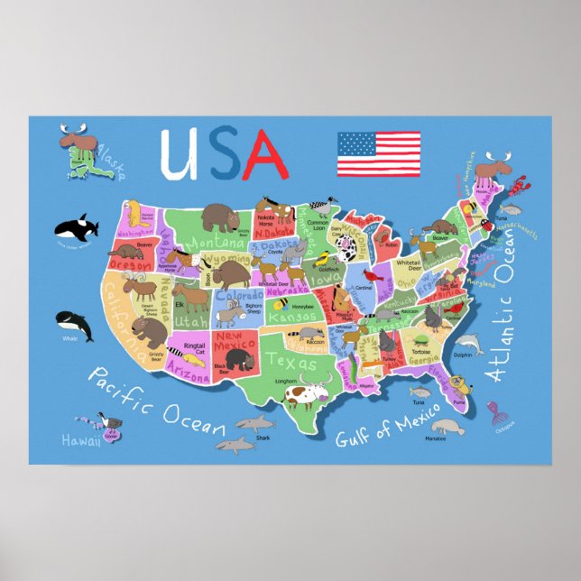Poster Kids US Map (Frente)
