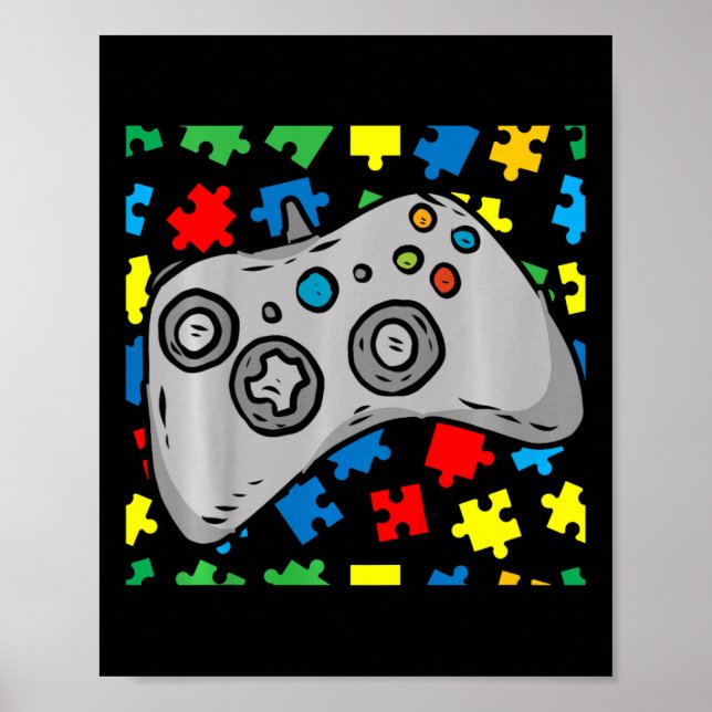 Poster Kids Video-game Controller Autism Awarness Quebra- (Frente)