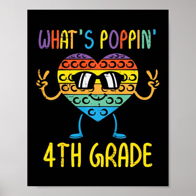Poster Kids Whats Poppin 4th Grade Heart Fidget Pop It Fi (Frente)