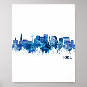 Poster Kiel Alemanha Skyline Azul