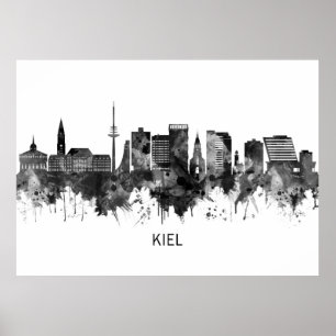 Poster Kiel Alemanha Skyline BW