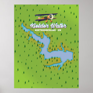 Poster Kielder Water Northumberland Mapa do Reino Unido