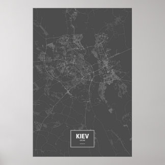 Pôster Kiev, Ucrânia (branco a preto)