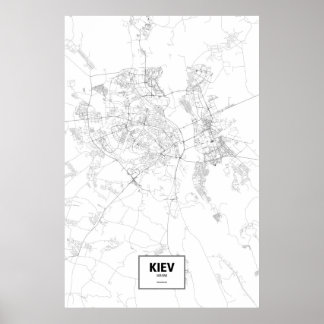 Poster Kiev, Ucrânia (preto no branco)