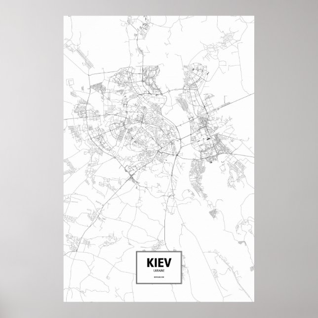 Poster Kiev, Ucrânia (preto no branco) (Frente)