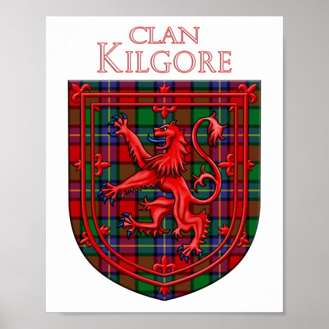 Poster Kilgore Tartan Scottish Xadrez Lion Rampant (Frente)